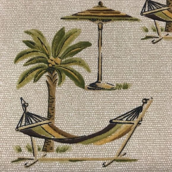 Croscill Palm Tree & Hammock Tailored Cotton Blend Shower Curtain & Hooks Set - Picture 3 of 9